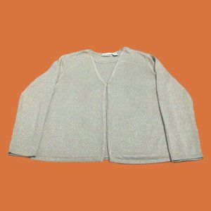 Croft & Barrow Women's Shirt 2-Part Panel Pullover Metallic Long Sleeve Large